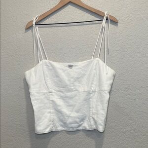 Old Navy White Camisole Top Linen Blend Size Large NWT
